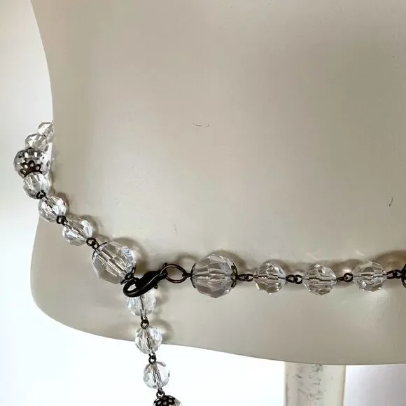 Vintage lightweight faceted Lucite ball and brass metal belt or necklace 39” - Picture 8 of 12